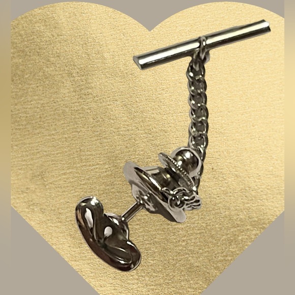 Vintage 10K White Gold Men’s Tie Tack Pin Symbol Bratzel Looks unsigned - Picture 5 of 10